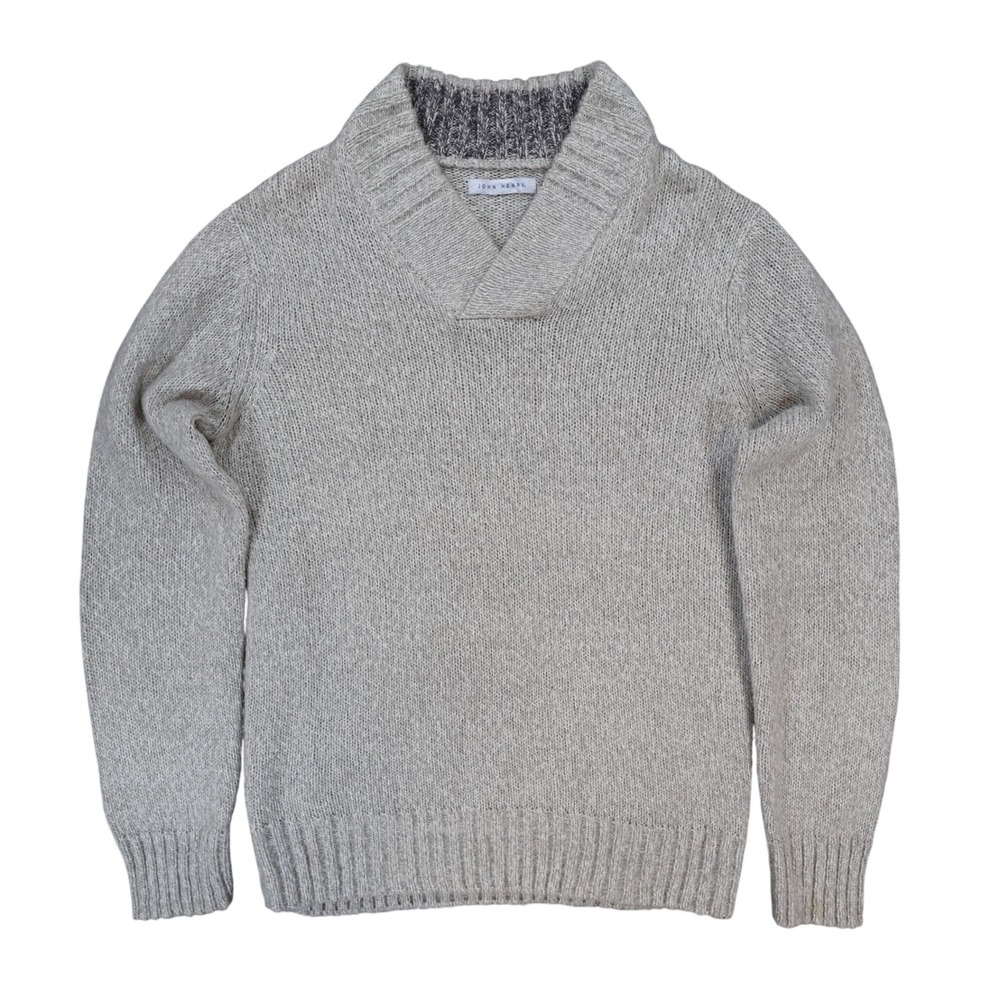 John Henry Shawl Neck Sweater‎ Mens M Gray Excellent Shawl Collar Knit